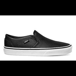 Vans Asher Black Perforated Leather Shoes